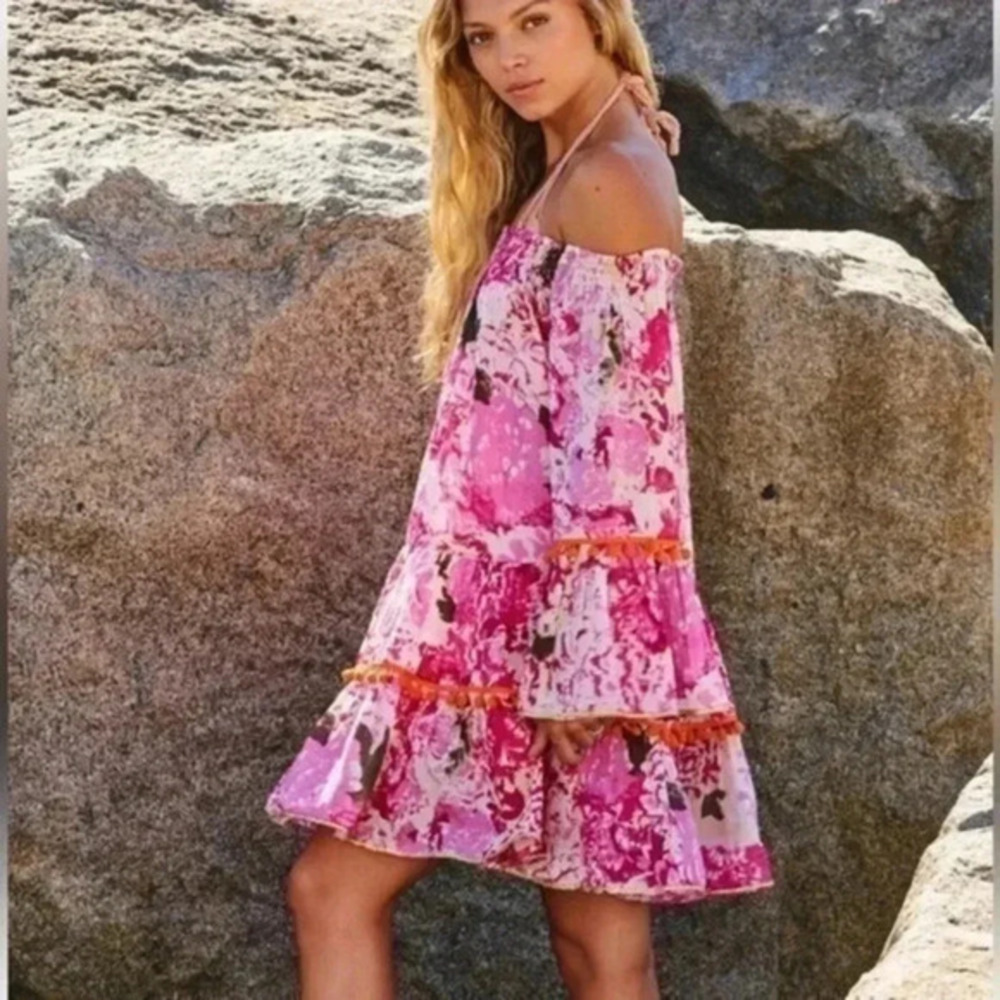Debbie Katz Women's Talulah Off The Shoulder Ruffle Trim Mini Dress Swim Cover